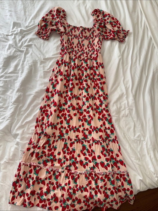 Betsey Johnson Dresses & Skirts - Betsey Johnson Pink Maxi Dress with Red Strawberry Print